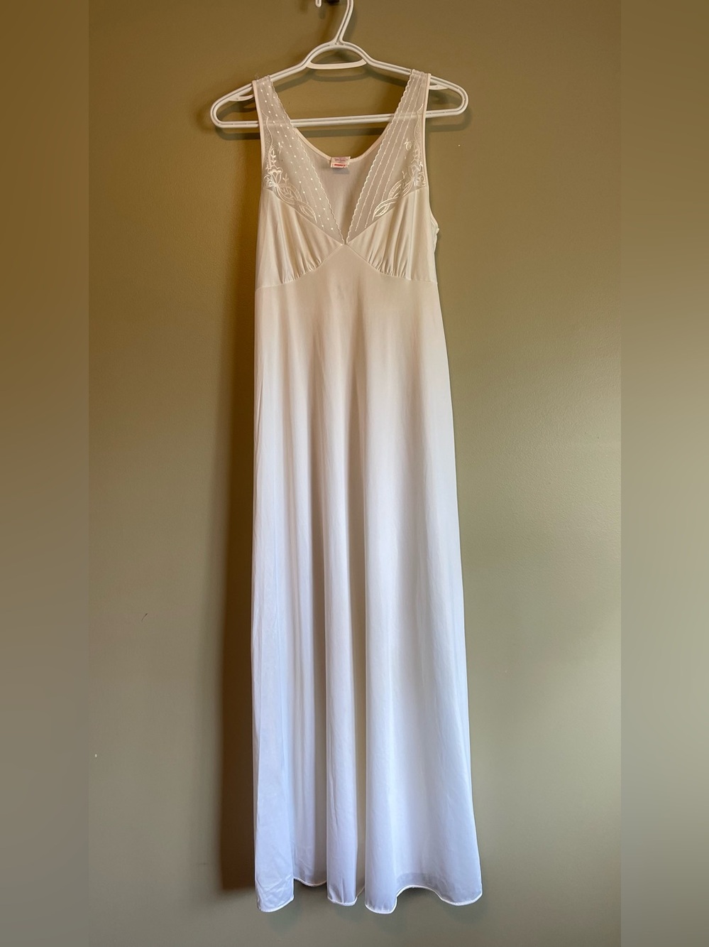 Vintage 1970’s Union Tag LovLee Embroidered Mesh Feature Nylon Maxi Slip Dress
